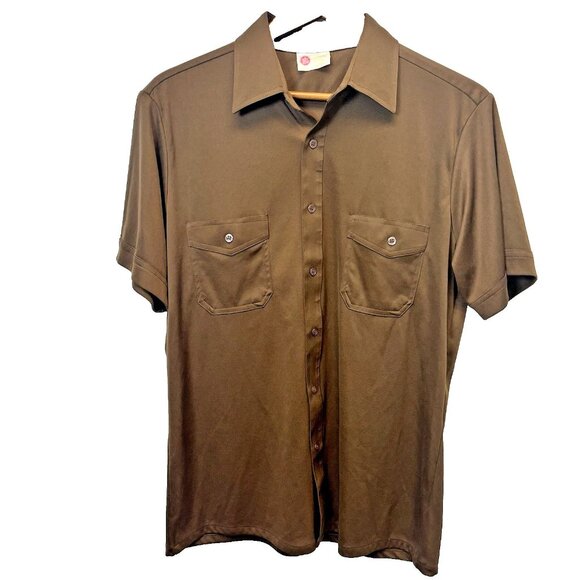 Vintage 70s Sears‎ Kings Road Shirt Mens Size Large Disco Rockabilly Polo Retro - Picture 1 of 7